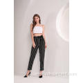 China Women's Black and White Stripe Pants Supplier